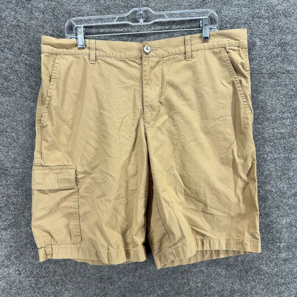 Columbia Cargo Shorts Men 36 Beige Mid Rise Cotton Flat Front Pockets Regular